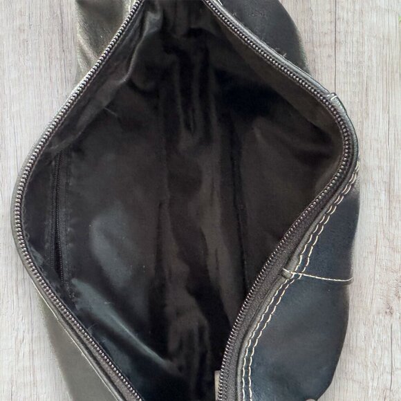 T. HARRIS Black Leather Essential Travel Toiletry Bag Shaving Toiletries Bag - Picture 3 of 6